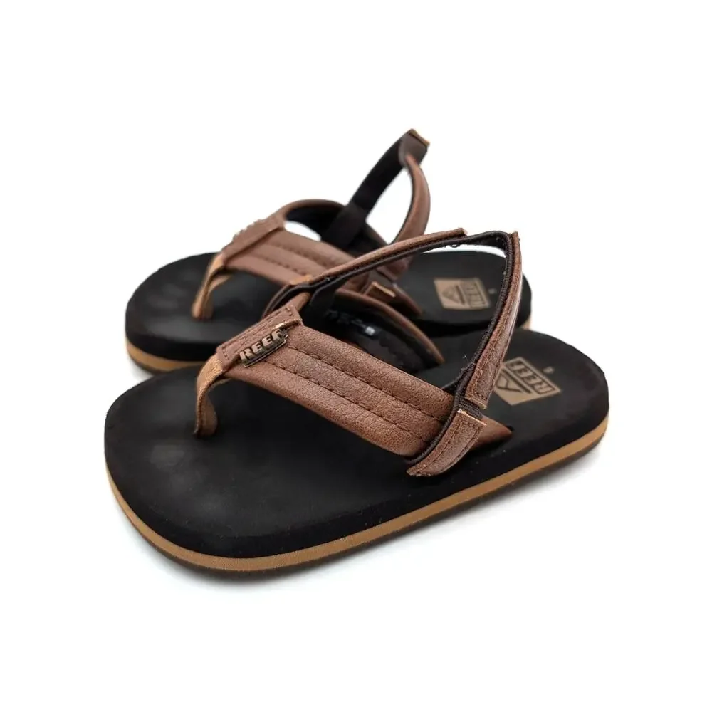 Reef Little Ahi Flip Flop Sandals Slingback Strap Little Kids Brown Sz US6 EU22